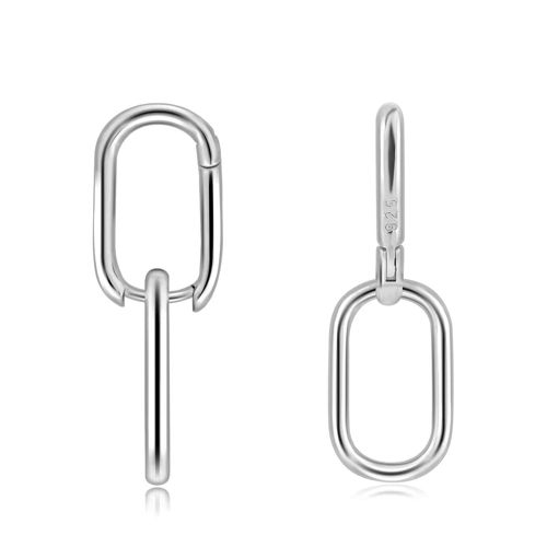 925 Sterling Silver Double Oval Huggie Hoop Earrings for Women Small Silver Hypo