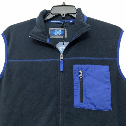 Vintage 1946 Men's Full-Zip Nylon Mixed Media Polar Vest Mood Indigo XXL 
