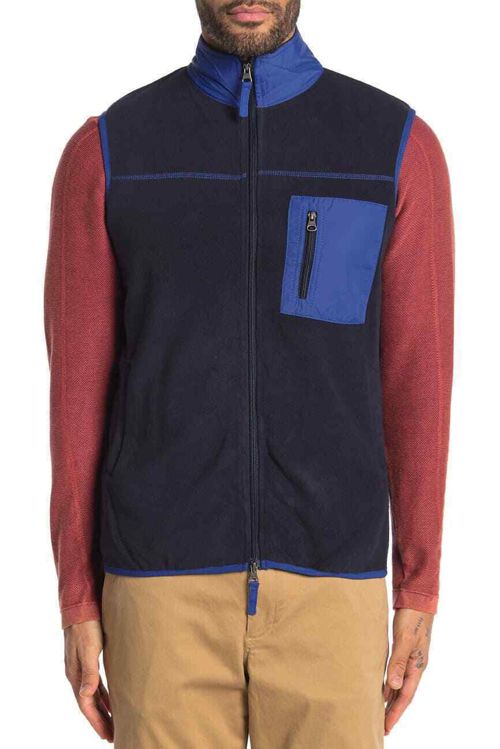 Vintage 1946 Men's Full-Zip Nylon Mixed Media Polar Vest Mood Indigo XXL 