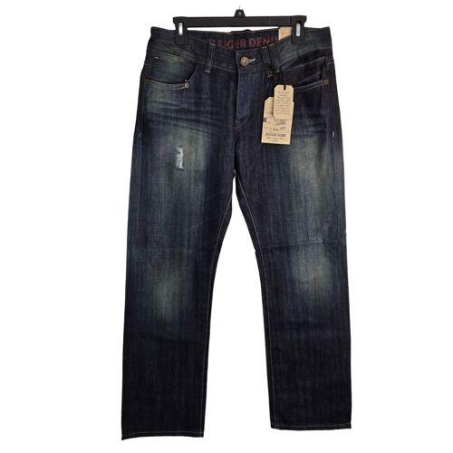 Tommy Hilfiger EUR-Denim Blue Roger MVI Straight Distressed Men's Jeans 32x32