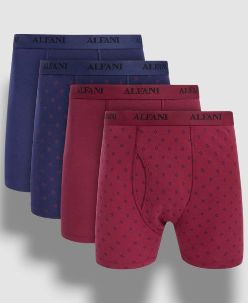 Alfani Underwear Men's Red Blue Cotton Logo Boxer Briefs 4-Pack Size XXL