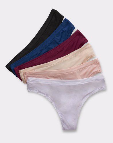 Hanes 6-Pack Thong Comfort Flex Fit Women Panties Microfiber Lightweight Wicking