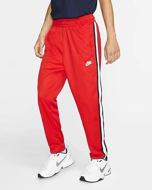 Nike Sportswear Red Open Hem Loose Fit Tapered Tribute Men's Track Pants Size S