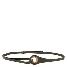 Burberry Grommet Detail Lambskin Belt In Dark Olive, Size Small/Medium