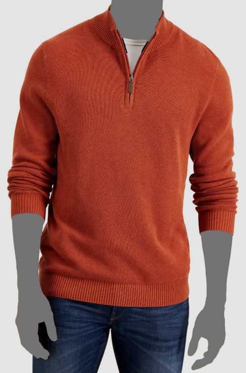 $65 Club Room Men's Orange 1/4-Zip Long-Sleeve Mock-Neck Pullover Sweater Size L