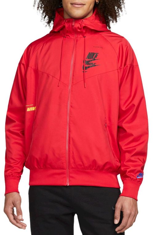 Nike Windrunner Sportswear Red Full Zip Hooded Men's Windbreaker Jacket 2XL NEW