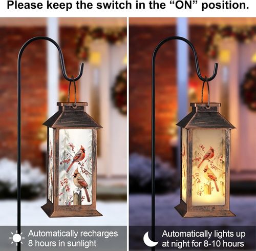 Cardinal-Themed Solar Lanterns - Waterproof Decorative Lights for Outdoors