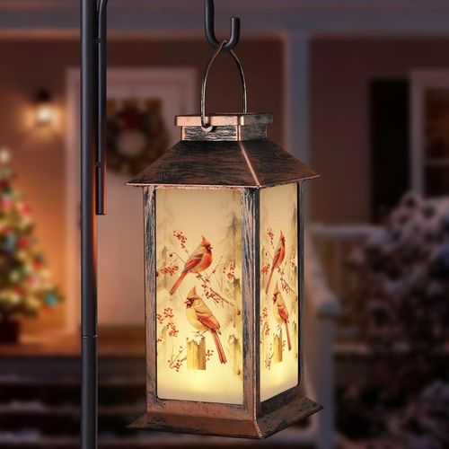 Cardinal-Themed Solar Lanterns - Waterproof Decorative Lights for Outdoors