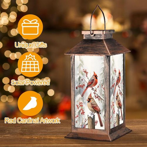 Cardinal-Themed Solar Lanterns - Waterproof Decorative Lights for Outdoors