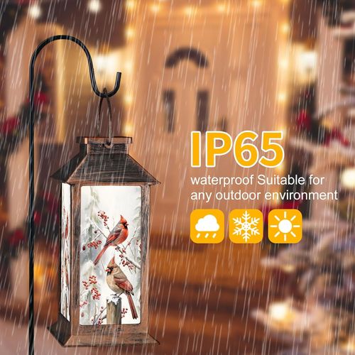 Cardinal-Themed Solar Lanterns - Waterproof Decorative Lights for Outdoors