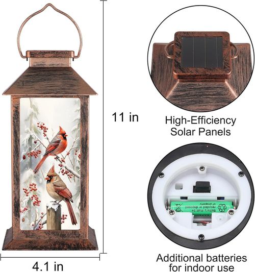 Cardinal-Themed Solar Lanterns - Waterproof Decorative Lights for Outdoors