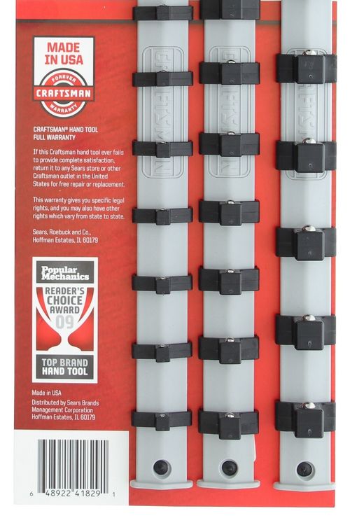 Craftsman Socket Rack SAE Drive Mountable Holder Rail 3 PC Set 1/4", 3/8", 1/2"