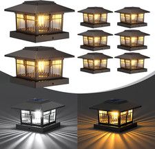 4X4 Solar Post Cap Lights, 8 Pack Fence Deck Post Lights Outdoor Solar Powered W