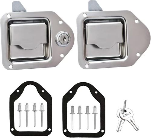 Stainless Steel Truck Tool Box Lock Kit 2 Pack - Keyed & Keyless Options