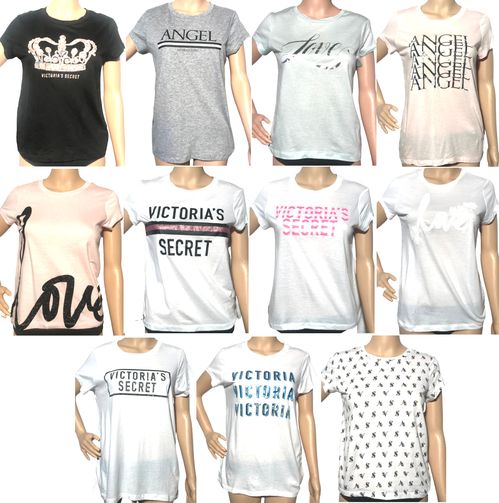 VICTORIAS SECRET LOGO GRAPHIC T-SHIRT TOP SHORT SLEEVE SLEEP SHIRT NWT Free Ship