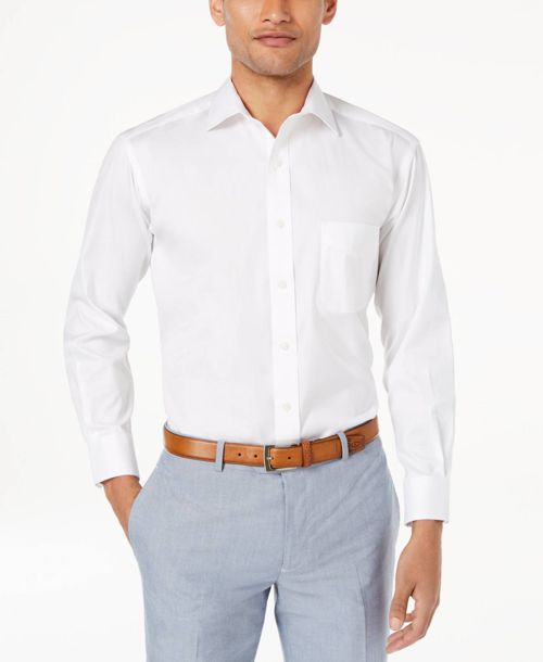 $115 Club Room Mens Regular-Fit White Long-Sleeve Cotton Dress Shirt 15.5 32/33