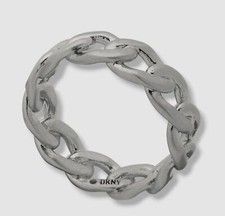 DKNY Men's Silver Tone Curb Band Chain Ring Size 10