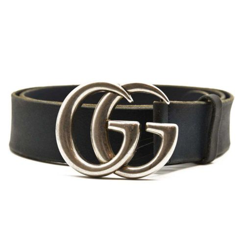 GUCCI Textured Calfskin Double G 40mm Belt 95 38 Dark Cocoa