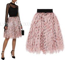 DOLCE & GABBANA FULL SKIRT METALLIC FRINGED ORGANZA $3,435 sz IT 38 US 2