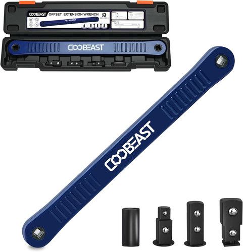 Offset Extension Wrench with 1/4", 3/8", and 1/2" Drive Adapters