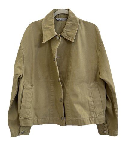 Men Zara Vintage Denim Button Up Jacket Sand