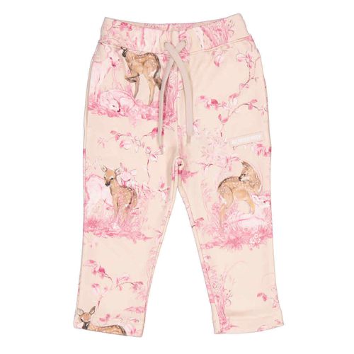 Burberry Girls Light Rose Beige Deer-Print Cotton Joggers