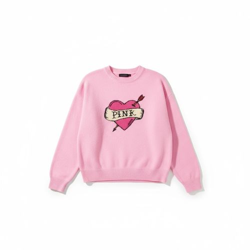 Victoria's Secret PINK Collegiate Knit Crewneck Sweater in Pink Heart