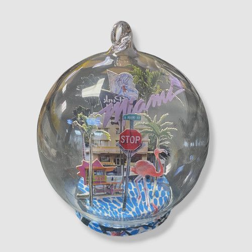 $110 The Map Atelier Charlotte Bourrus Miami Holiday Globe Ornament