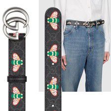 GUCCI BELT 414516 GG MARMONT THIN w BEES BLACK GG SUPREME UNISEX sz 100 40