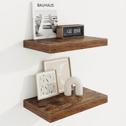 16In Floating Shelves for Wall, 16" W X 9.25" D X 1.25" H, 2 Pack Long Wall Moun