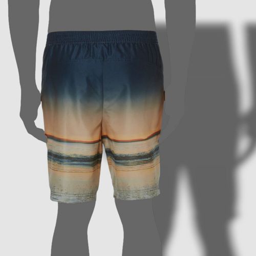 $120 Perry Ellis Mens Orange Sunset Regular Fit Graphic Board Swim Trunks Size M