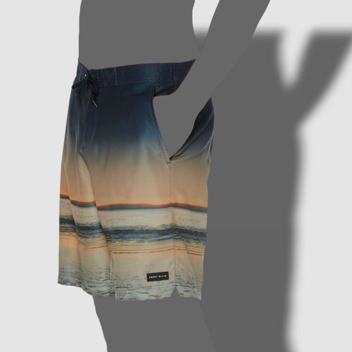 $120 Perry Ellis Mens Orange Sunset Regular Fit Graphic Board Swim Trunks Size M