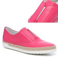 TOD'S SHOES PINK GOMMA SLIP ON SNEAKERS RAFFIA MIDSOLE $525 sz 37.5 / 7.5 US