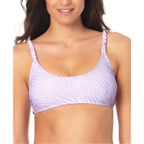 California Waves Women Smocked Strap Bikini Top, Lilac, Size L