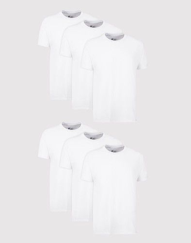 Hanes Men's White Crewneck T-Shirt 6-Pack Undershirt Tee TAGLESS FreshIQ Comfort