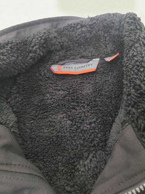 Free Country Men's Faux Fur Lined Softshell Jacket Jet Black Size M 