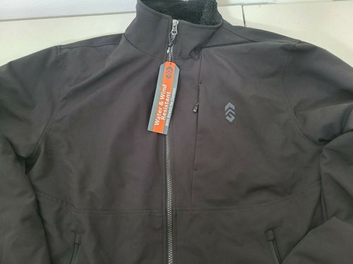 Free Country Men's Faux Fur Lined Softshell Jacket Jet Black Size M 