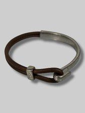 DKNY Men's Brown Hematite-Tone Brass & Leather Wrap Bracelet