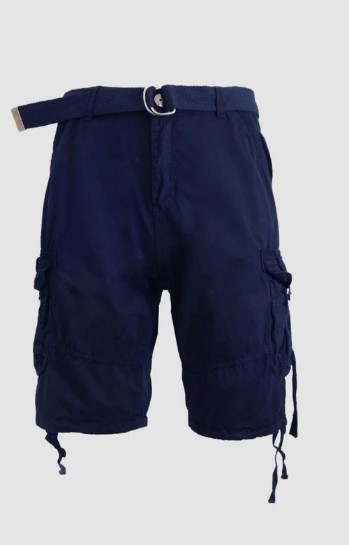 $69 Galaxy By Harvic Men's Blue Belted Drawstring Hem Cargo Shorts Size 36