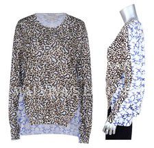 STELLA MCCARTNEY SWEATER MIXED ANIMAL PRINT COTTON LONG SLEEVE sz IT 42 US 6