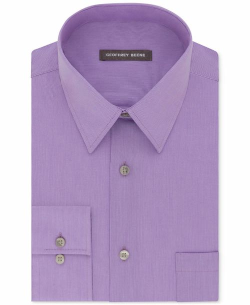 New $95 Geoffrey Beene 15 32/33 Men'S Classic-Fit Purple Long-Sleeve Dress Shirt