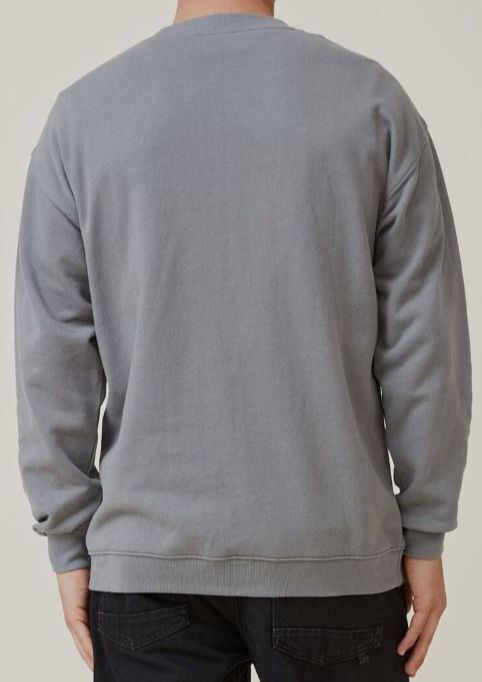 $60 Cotton On Men's Gray Long-Sleeve Crewneck Nirvana Logo Print Sweater Size S