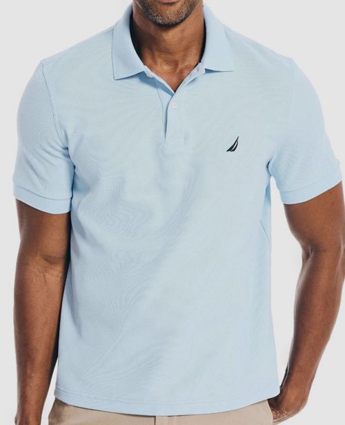 $71 Nautica Men's Blue Sustainably Crafted Classic Fit Deck Polo Shirt Size L