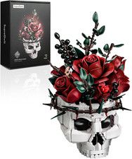 Halloween Skull Rose Bouquet Building Set, Compatible with Lego Flowers for Adul