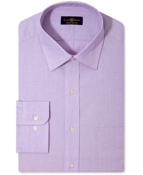 Nwt $95 Club Room Men Regular-Fit Purple Long-Sleeve Button Dress Shirt 15 32/33