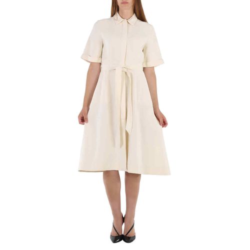 Burberry Off White Short Sleeve Structured Dress