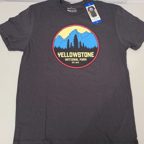 GENERAL STANDARD Men's Graphic T-Shirt Yellowstone National Park Grey L