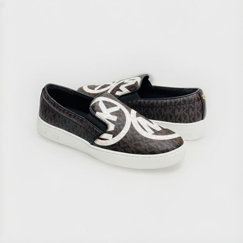Women MK Keaton Slip On Sneakers Brown Mini And Big MK Logo