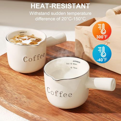 Espresso Cups Ceramic with Handle, Measuring Cup with Dual Scale, Espresso Shot 
