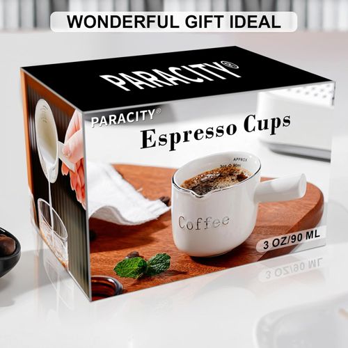 Espresso Cups Ceramic with Handle, Measuring Cup with Dual Scale, Espresso Shot 